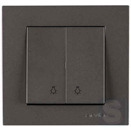 Вимикач двоклавішний КНОПОЧНИЙ Arvia Electric KAREN Антрацит (20 06 2000 257)